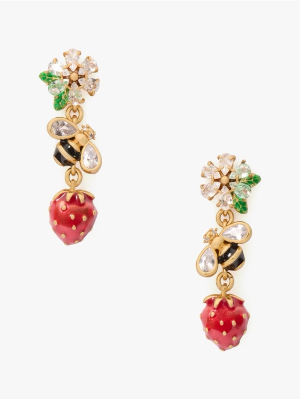 Kate Spade Strawberry Fields Statement Earrings 🍓🐝